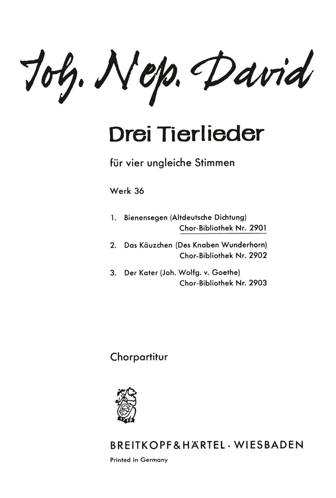 3 Tierlieder Wk36/1 Bienenseg.